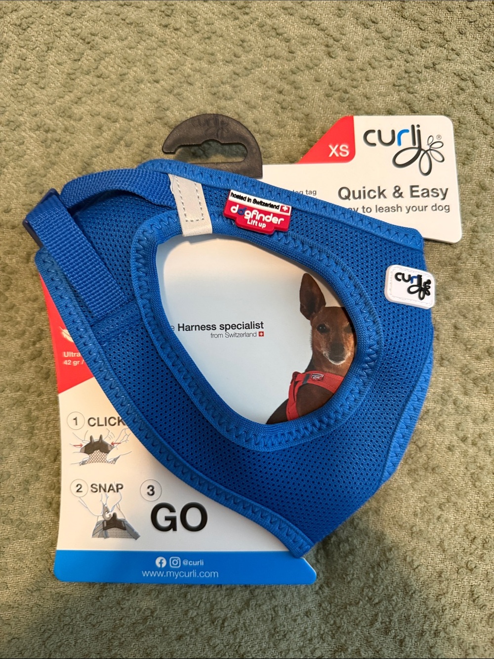 Curli XS Quick & Easy Blue Dog Harness